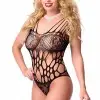 Hung Up - Black Wide Hole Strappy Body Stocking