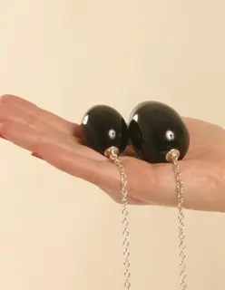 Inari - Insertable Black Egg With Silver Chain, Black Bow and Pendant