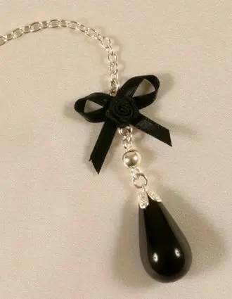 Inari - Insertable Black Egg With Silver Chain, Black Bow and Pendant