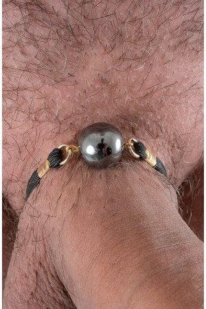 Infinity Ball - 24 Carat Gold Penis Band with Hematite Globe 