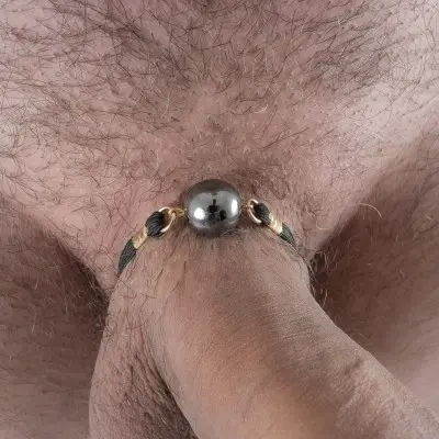Infinity Ball - 24 Carat Gold Penis Band with Hematite Globe