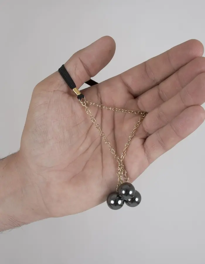 Infinity Trinity - 24 Carat Gold Penis Band with Hematite Globes