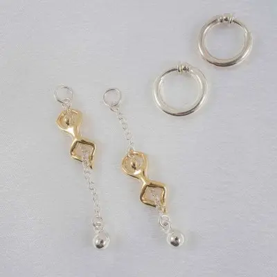Intense Craving - Non-Piercing Labia Rings With Sterling Silver Pendant