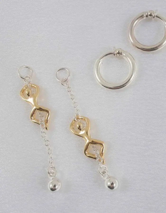 Intense Craving - Non-Piercing Labia Rings With Sterling Silver Pendant