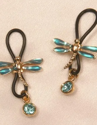 Ixchel - Women's Dragonfly Non-Piercing Nipple Clips with Gem