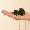 Izanami - Insertable Black Egg With Gold Chain, Black Bow and Pendant