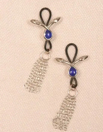 Kamadhenu - Non-Piercing Serpent Nipple Rings in Silver With Blue Gems