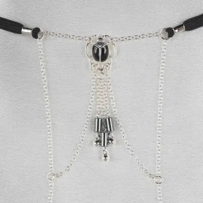 Khufu - Silver Vagina Jewelry with Egyptian Scarab Charm