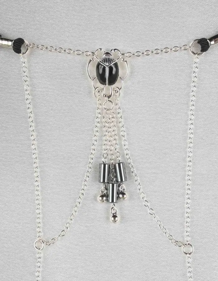 Khufu - Silver Vagina Jewelry with Egyptian Scarab Charm