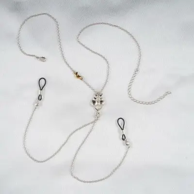 Kittens - Silver and Gold Necklace and Nipple Jewelry With Cat and Moon Charms