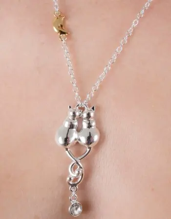 Kittens Cuddling - Necklace with Entwined Kittens Pendant