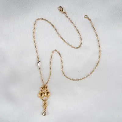Kittens in Love - Gold Necklace with Entwined Kittens Pendant