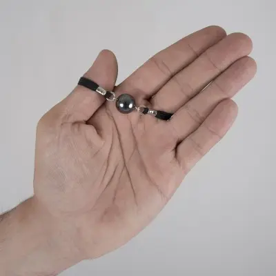 Koishi - Sterling Silver  Penis Band with Hematite Globe
