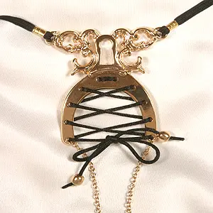 Women's Labia Surrounding Lace-Up Waist Band With Dolphin Top in Gold