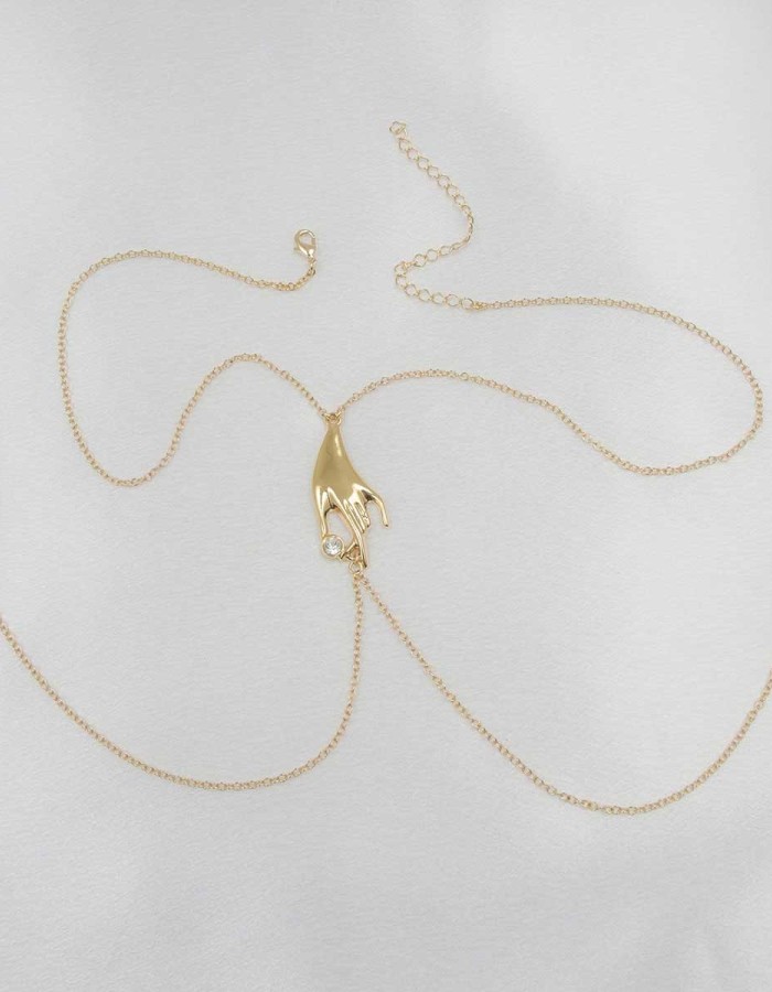 Lady Xian - Breast Chain With Non-Piercing Nipple Rings in Gold