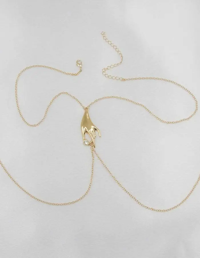 Lady Xian - Breast Chain With Non-Piercing Nipple Rings in Gold
