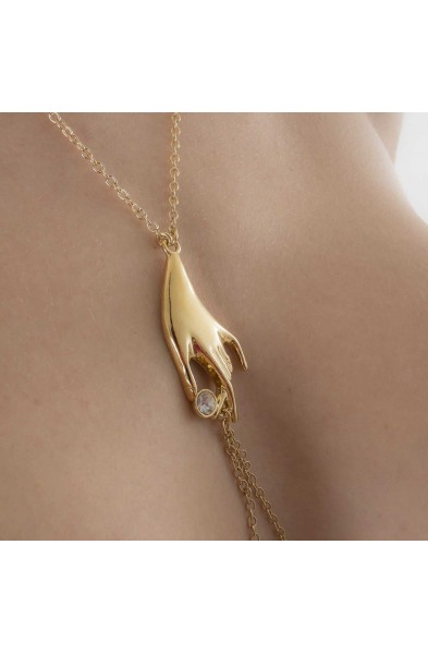 Lady Xian - Breast Chain With Non-Piercing Nipple Rings in Gold