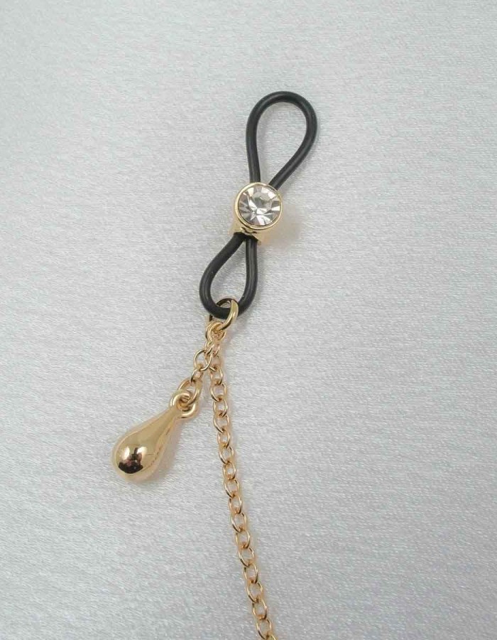 Lady Xian - Breast Chain With Non-Piercing Nipple Rings in Gold