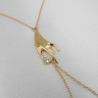 Lady Xian - Breast Chain With Non-Piercing Nipple Rings in Gold