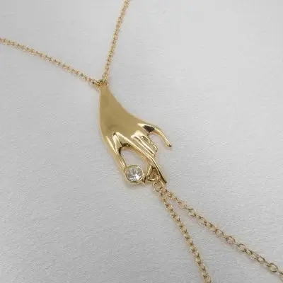 Lady Xian - Breast Chain With Non-Piercing Nipple Rings in Gold