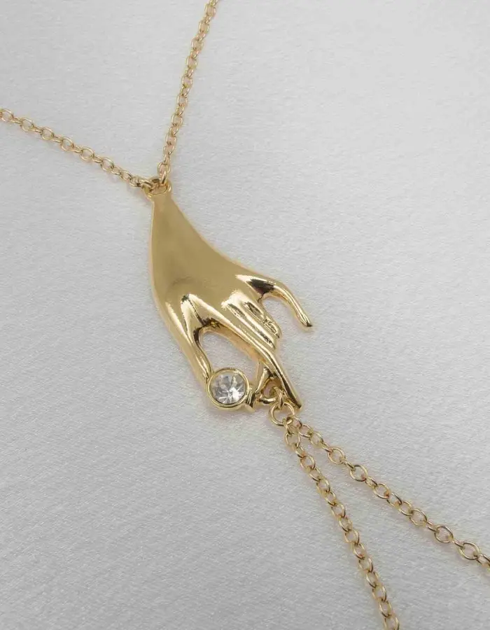 Lady Xian - Breast Chain With Non-Piercing Nipple Rings in Gold