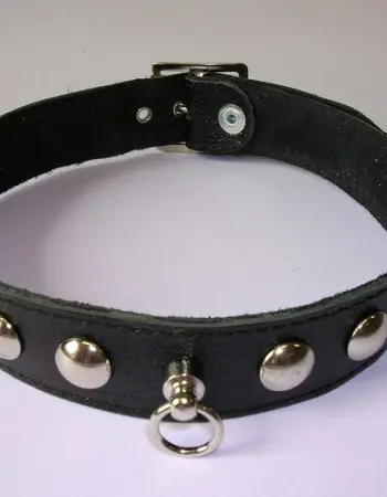 Leather 1 Inch (2 1/2 cm) Collar With Dome Studs