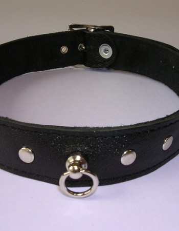 Leather 1 Inch (2 1/2 cm) Collar With Rivets