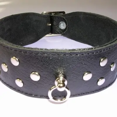 Leather 1.5 inch (4 cm) Wide Collar With Rivets