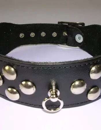 Leather 1.5 inch (4 cm) Wide Collar With Dome Studs