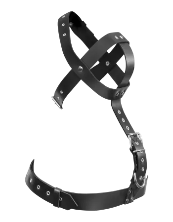 Leather Adjustable Fixation Harness – BDSM Leather Head & Chest Bondage System