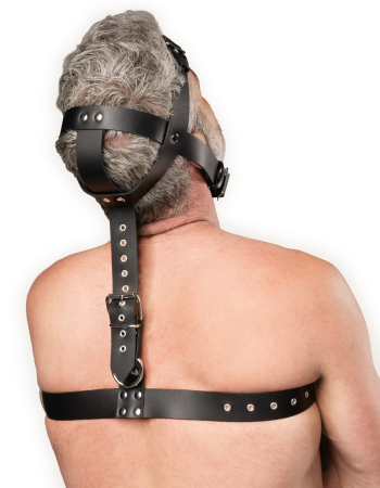 Leather Adjustable Fixation Harness – BDSM Leather Head & Chest Bondage System