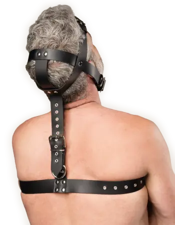 Leather Adjustable Fixation Harness – BDSM Leather Head & Chest Bondage System