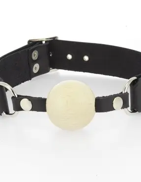 Leather Ball Gag with Wooden Ball