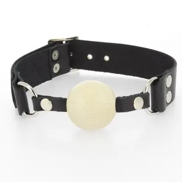 Leather Ball Gag with Wooden Ball