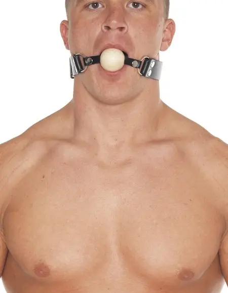 Leather Ball Gag with Wooden Ball