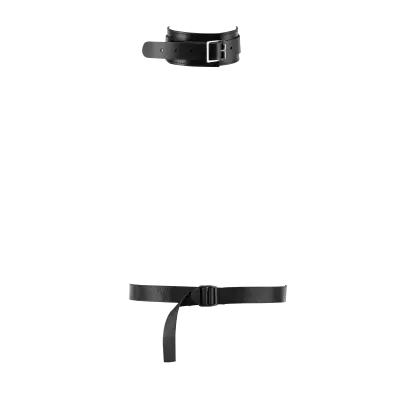 Leather Behind-the-Back Bondage Harness Neck & Arm Cuffs Set
