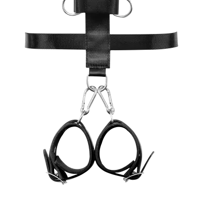 Leather Behind-the-Back Bondage Harness Neck & Arm Cuffs Set