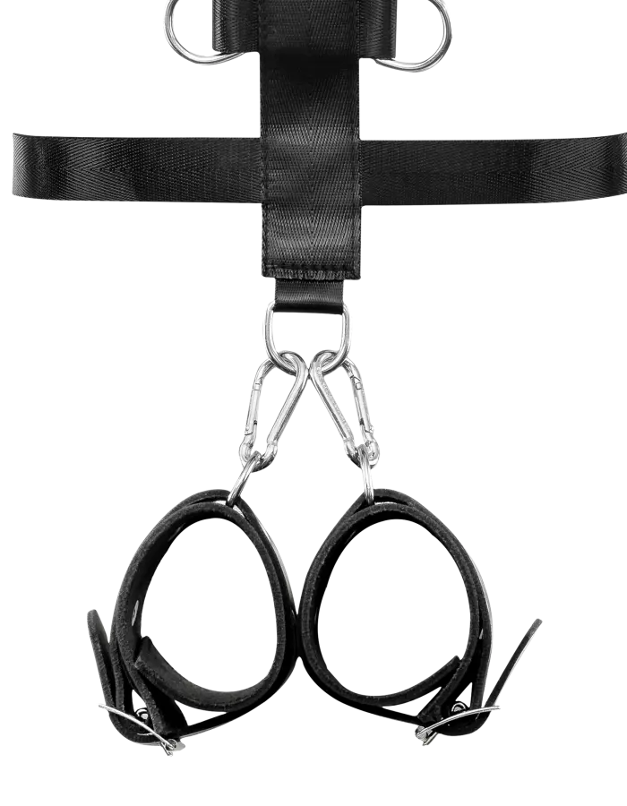 Leather Behind-the-Back Bondage Harness Neck & Arm Cuffs Set
