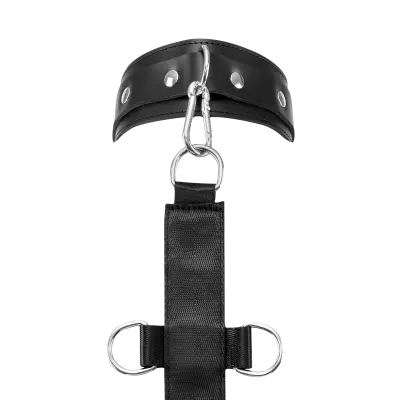 Leather Behind-the-Back Bondage Harness Neck & Arm Cuffs Set