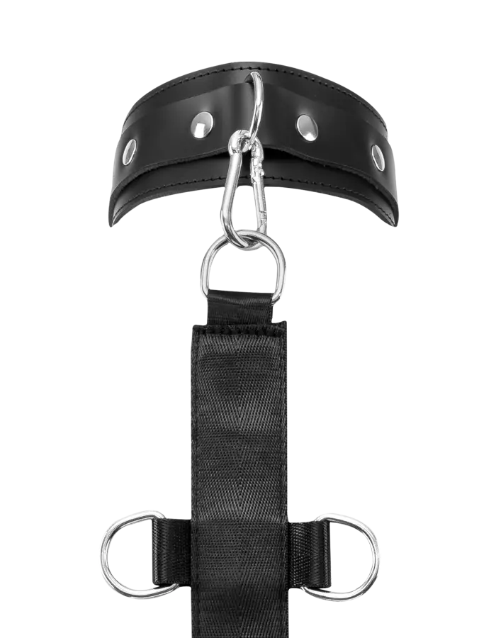 Leather Behind-the-Back Bondage Harness Neck & Arm Cuffs Set