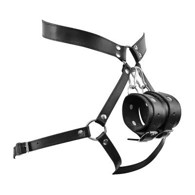 Leather Butt Harness with Detachable Cuffs