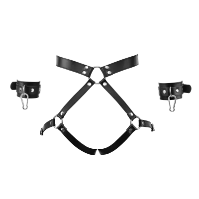 Leather Butt Harness with Detachable Cuffs