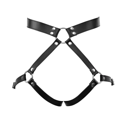 Leather Butt Harness with Detachable Cuffs