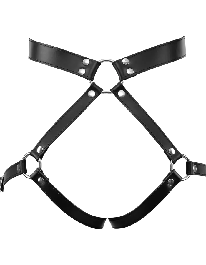 Leather Butt Harness with Detachable Cuffs