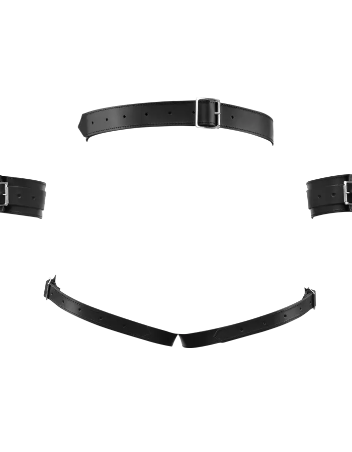 Leather Butt Harness with Detachable Cuffs