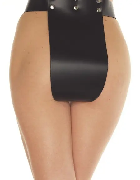 Leather Chastity Belt With Two Holes and Padlock