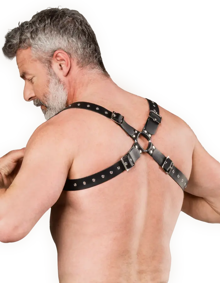 Leather Chest Harness with Chains