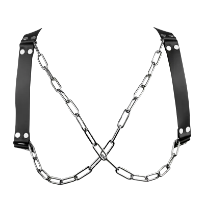 Leather Chest Harness with Chains