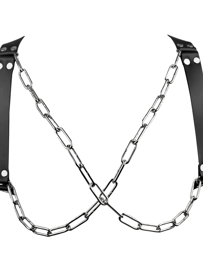 Leather Chest Harness with Chains