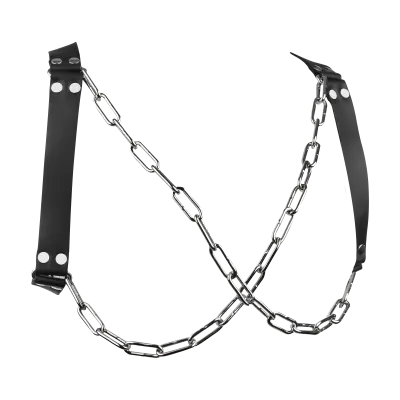 Leather Chest Harness with Chains